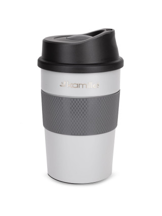 Чашка-термос 320 мл. Kamille із нержавіючої сталі з TPR вставкою (чорний, сірий)