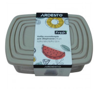 Набір контейнерів для зберігання харчових продуктів ARDESTO Fresh 0.25/0.5/0.75/1.2л, пластик, прямокутна, бежевий