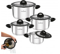 Набір каструль SANTE Starkе PRO  8пр. (кришка з силіконовим обідком, 1,9л/2,7л/3,7л/6,3л)