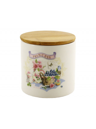 Банка керамічна Interos "Принцеса" 450 мл. з бамбуковою кришкою