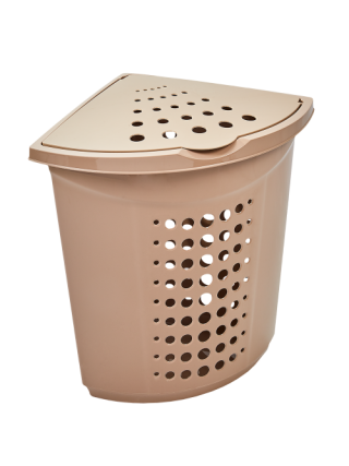 Корзина для білизни кутова 45 л. 40*40*54.5 см (кремовий)