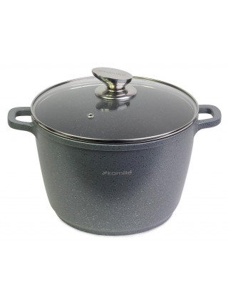 Каструля алюмінієва Kamille 6.2 л. 24*16,5 см, з гранітним антипригарним покриттям і скляною кришкою