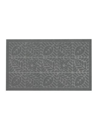 Килим гумовий Eco Fabric 45*75 см, з ворсовим покриттям ЛИСТЯ, сірий