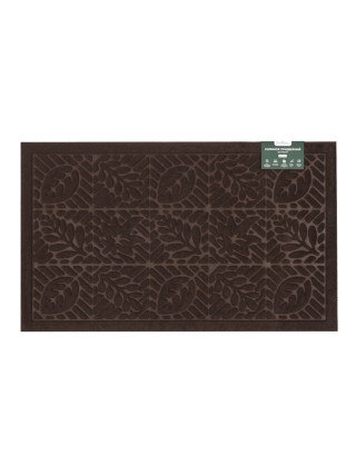 Килим гумовий Eco Fabric 45*75 см, з ворсовим покриттям ЛИСТЯ, коричневий