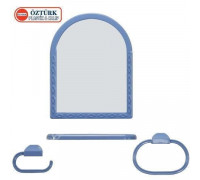 Набір для ванної кімнати Ozturk ЕКО 41,2*54 см., дзеркало, поличка, мильниця, 2 гачка (блакитний) 