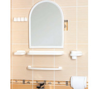Набір для ванної кімнати Ozturk ЕКО 41,2*54 см., дзеркало, поличка, мильниця, 2 гачка (білий) 