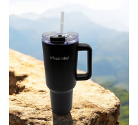 Термос-бутилка Kamille 1200 мл. з нержавіючої сталі з трубочкою (чорний)