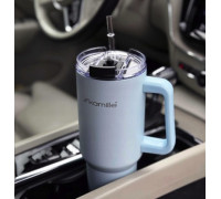 Термос-бутилка Kamille 1200 мл. з нержавіючої сталі з трубочкою (сірий)