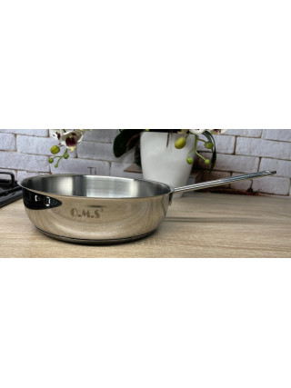 Сковорода з нержавіючої сталі OMS d-20 см. 1,7 л., без кришки, ручка з нержавіючої сталі (індукція)