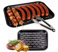 Пііднос для гриля Kamille перфорований 34*24*2,5см з нержавіючої сталі антипригарне покриття