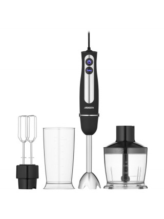 Блендер Ardesto занурювальний, 800Вт, 3в1, чаша-600мл, чорно-сріблястий