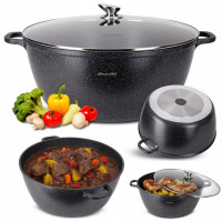 Каструля Kamille 22 л 44*18.5 см із литого алюмінію з антипригарним покриттям з кришкою 