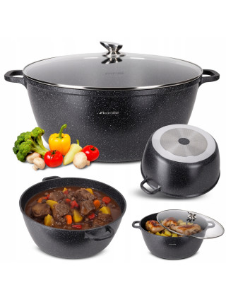 Каструля Kamille 22 л 44*18.5 см із литого алюмінію з антипригарним покриттям з кришкою 