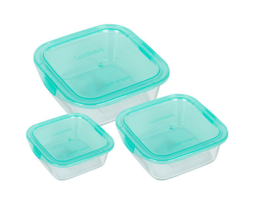 Набір контейнерів скляних Luminarc Keep`n Box 3 шт. квадратних (380 мл., 770 мл., 1220 мл.)