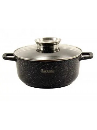 Каструля алюмінієва Zauberg Black МАРМУР 1,7 л., із скляною арома-кришкою, індукція