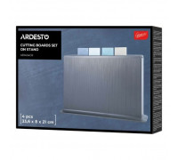 Набір дошок кухонних на підставці Ardesto Gemini, 4шт, 33.6x8x21см, пластик