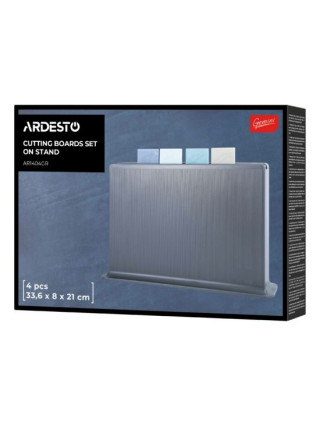Набір дошок кухонних на підставці Ardesto Gemini, 4шт, 33.6x8x21см, пластик