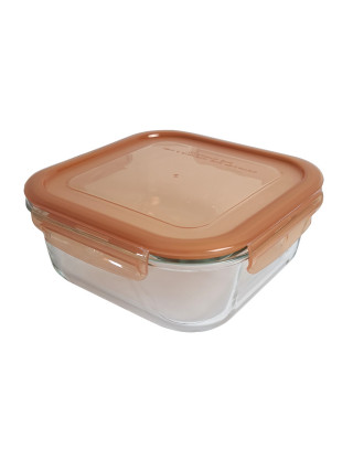 Контейнер харчовий скляний Vittora, 1100 мл з пластиковою кришкою, квадратний