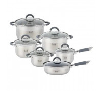 «Набір посуду 12 предметів (ковш з кришкою, сковорода з антипригарним покриттям з кришкою, каструлі з кришками). Артикул: 26-242-051. TM "Krauff" "пр."