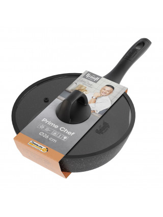Сковорода глибока Krauff Prime Chef діам.26см. алюм.з антипр. мармур. покриттям, зі скляною кришкою,