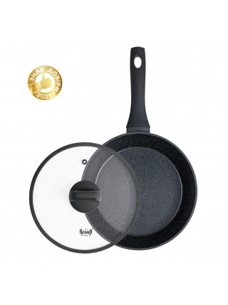 Сковорода глибока Krauff Prime Chef діам.28см. алюм.з антипр. мармур. покриттям, зі скляною кришкою,