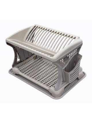 Сушка для посуду пластикова 2-х ярусна Dunya Plastik 47*30,2*27 см (бежевий)