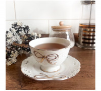 Чашка з блюдцем S&T Білий бант 240 мл
