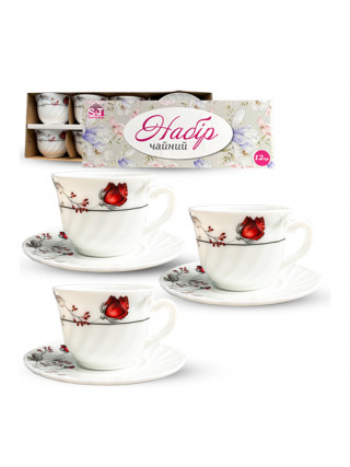 Сервіз чайний S&T Червона троянда 12 пр. (190мл)