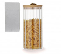 Ємність скляна 1200 мл S&T з бамбуковою кришкою