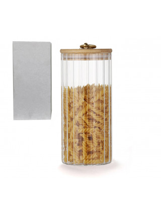 Ємність скляна 1200 мл S&T з бамбуковою кришкою