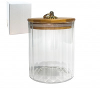 Ємність скляна 750 мл S&T з бамбуковою кришкою