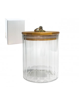 Ємність скляна 750 мл S&T з бамбуковою кришкою