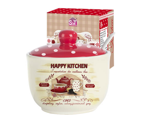 Цукорниця керамічна S&T "Happy Kitchen" 450 мл. з ложкою