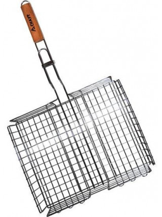 Решітка для грилю глибока Скаут 36*28*6,0 см., з дерев'яною ручкою