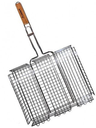 Решітка для грилю глибока Скаут 42,5*32*7 см., з дерев'яною ручкою
