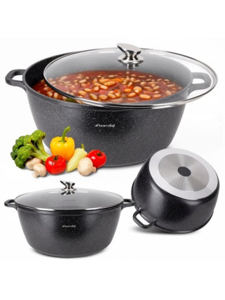 Каструля Kamille 18,5 л 40*17.5 см із литого алюмінію з антипригарним покриттям з кришкою 