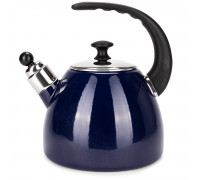 Чайник емальований Kamille 2,5 л. синій зі свистком, пластикова ручка