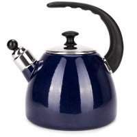 Чайник емальований Kamille 2,5 л. синій зі свистком, пластикова ручка
