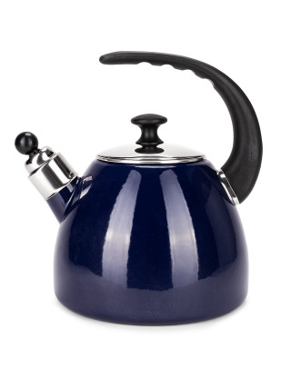 Чайник емальований Kamille 2,5 л. синій зі свистком, пластикова ручка