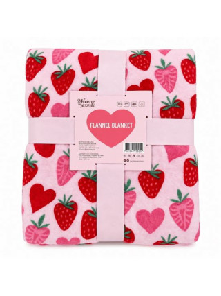 Плед ARDESTO Valentine's Flannel 160х200см, 100% поліестер, полунички, рожевий