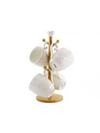 Набір кружок 4 шт. Interos 300 мл. на дерев'яній стійці 