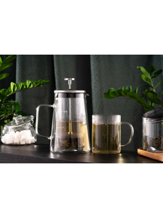 Френч-прес Ardesto BLACK MARS з подвійними стінками, 600 мл, нержавіюча сталь, скло