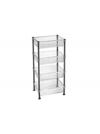 Етажерка прямокутна на 4 полиці NOSTALGIA, 39,5*30*80 см, (прозорий)*8