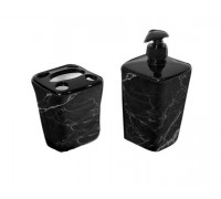 Набір аксесуарів для ванної кімнати Elif Plastic 2 пр."Чорний мармур"