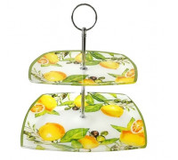 Підставка для фруктів та солодощів 2яруса Helios Classic дек.лимон ф.20/25,5 см