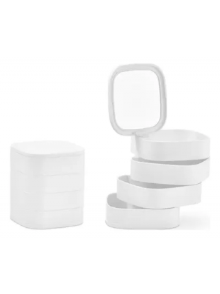 Органайзер для прикрас, 4 комірки, з дзеркалом (білий)*12