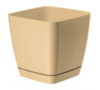 Вазон Form-Plastic Тоскана квадратна з підставкою 25 см (беж/чай з молоком)
