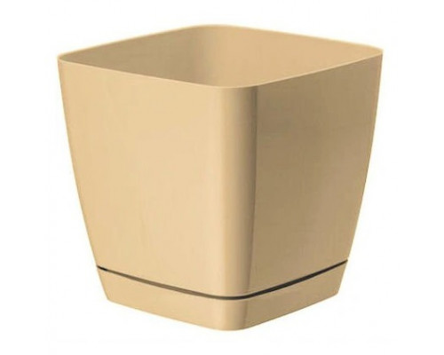 Вазон Form-Plastic Тоскана квадратна з підставкою 25 см (беж/чай з молоком)
