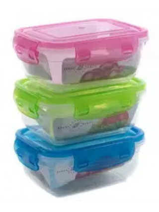 Контейнер герметичний прямокутний StarsPlast з кольоровою кришкою 800 мл