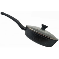 Сковорода глибока Krauzer Prime Titan-Granite 24*6 см з кришкою, кована